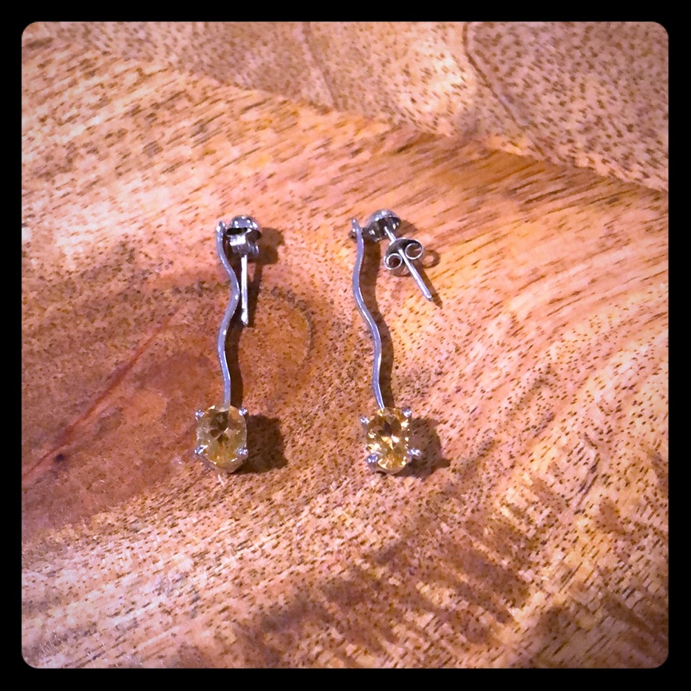 Citrine drop earrings in stirling silver